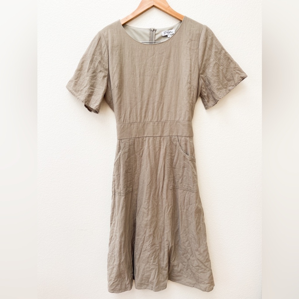 Caslon Short Sleeve A-Line Dress — Taupe